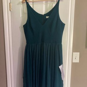 Dress the Population Alicia Dress Midi Plunging Fit and Flare Green